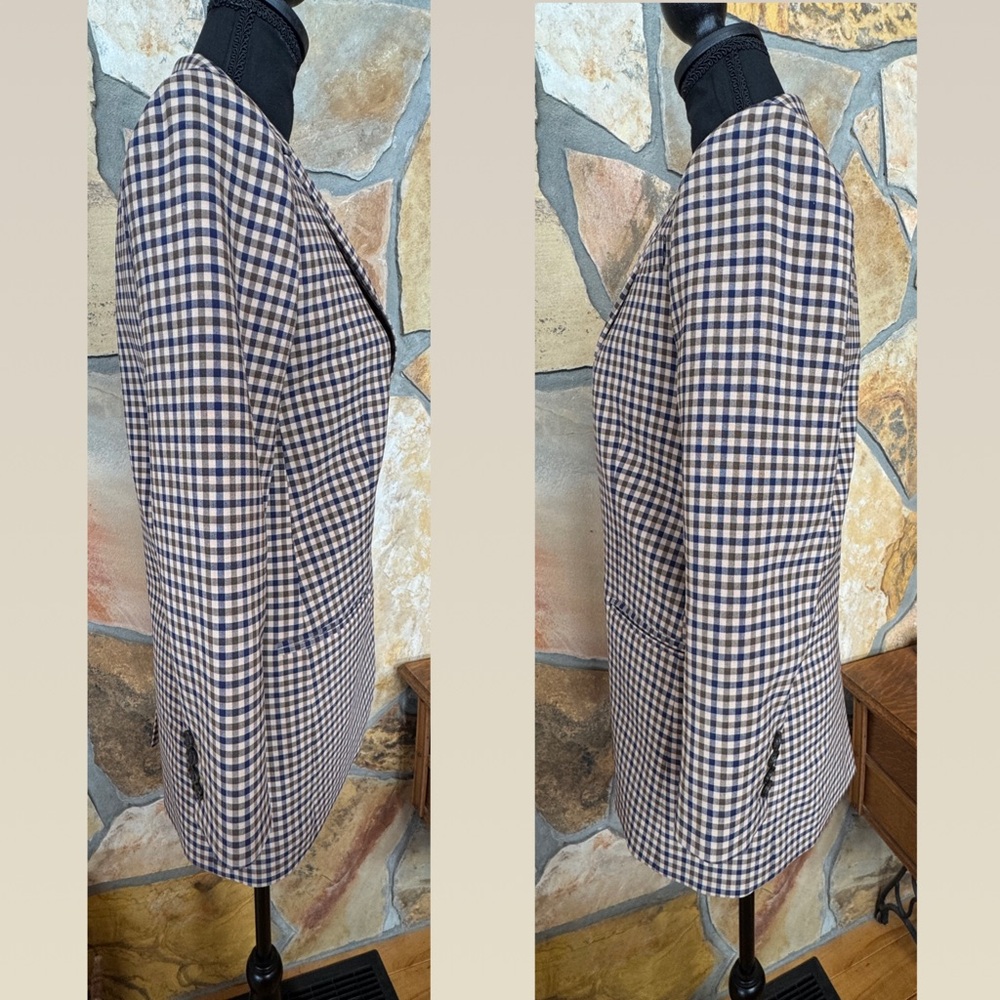 J Crew Alfie Blazer Italian Stretch Wool Honey Plaid (Sz 0P) - Picture 4 of 17